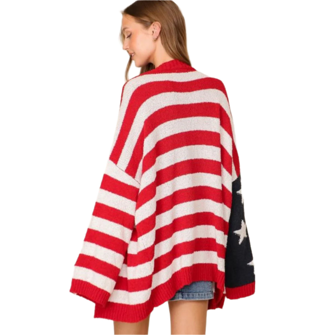 American Flag Print Knit Cardigan