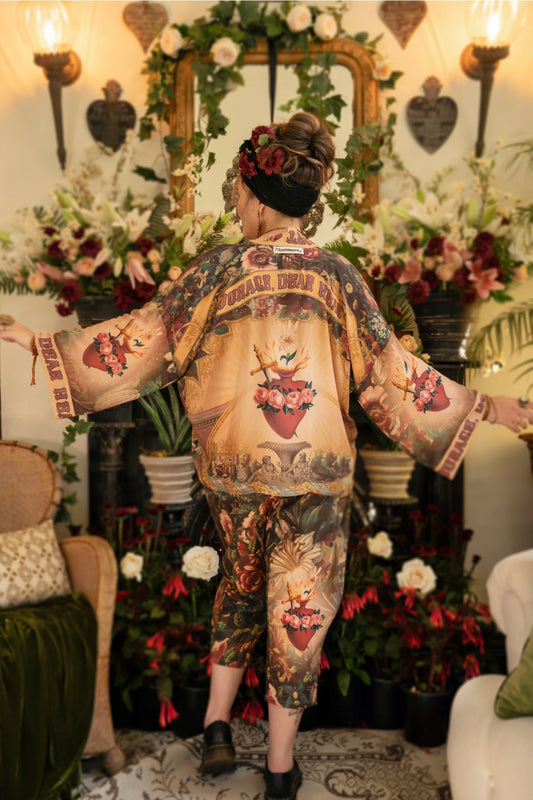 Courage Dear Heart Pixie Duster Crop Kimono w/ Sacred Heart- Preorder Ships August 1 - 30th