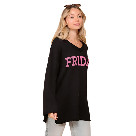 Friday V Neck Oversized Sweater