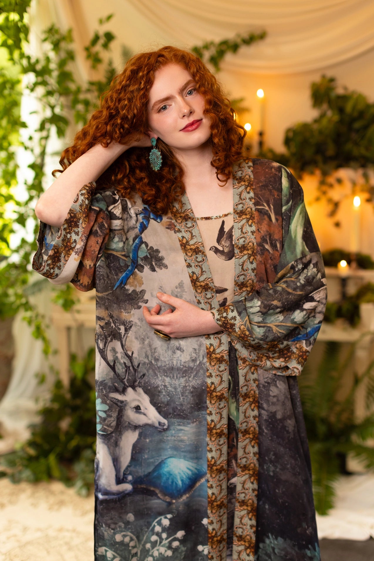 Market Of Stars Theatre of Dreams Long Duster Bamboo Kimono Robe with Deer - Preorder Ships August 1 - 30th (Copy)