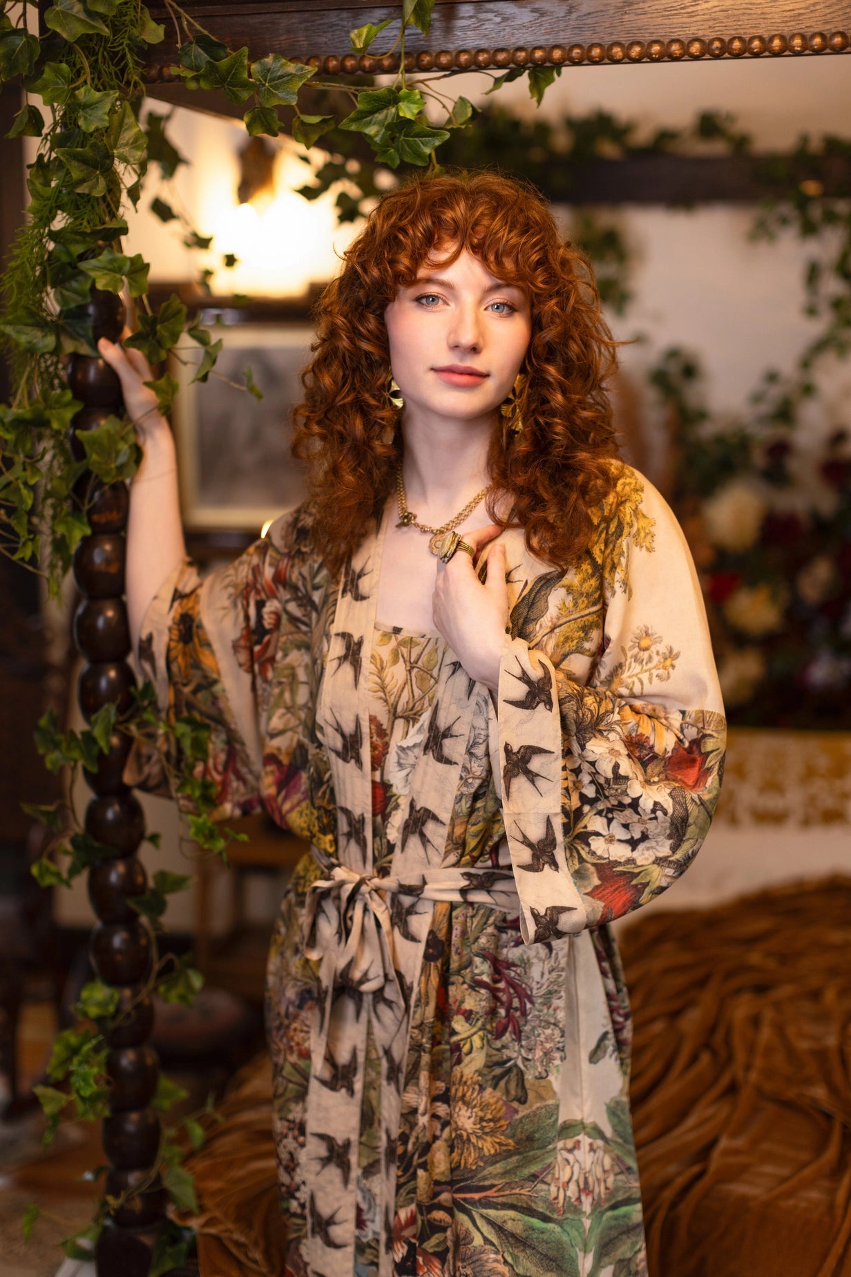 Golden Hour Opera Duster Kimono Robe w/ Floral Print - Pre-Order - Ships August 2026