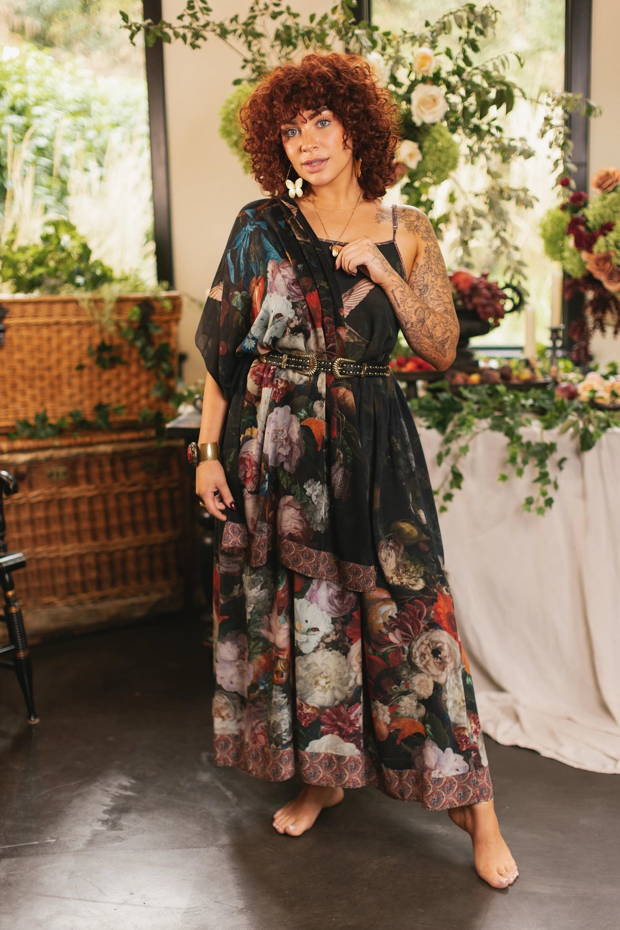 Flight of Fancy Bohéme Long Maxi Slip Dress With Hummingbirds - Pre-Order - Ships In May