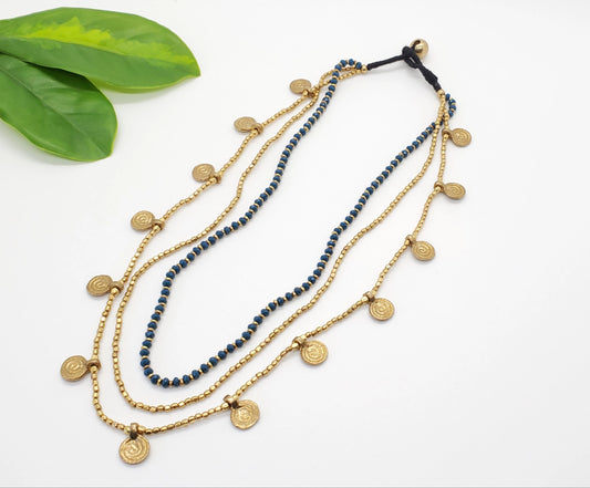 Layered Beaded Necklace with Charms