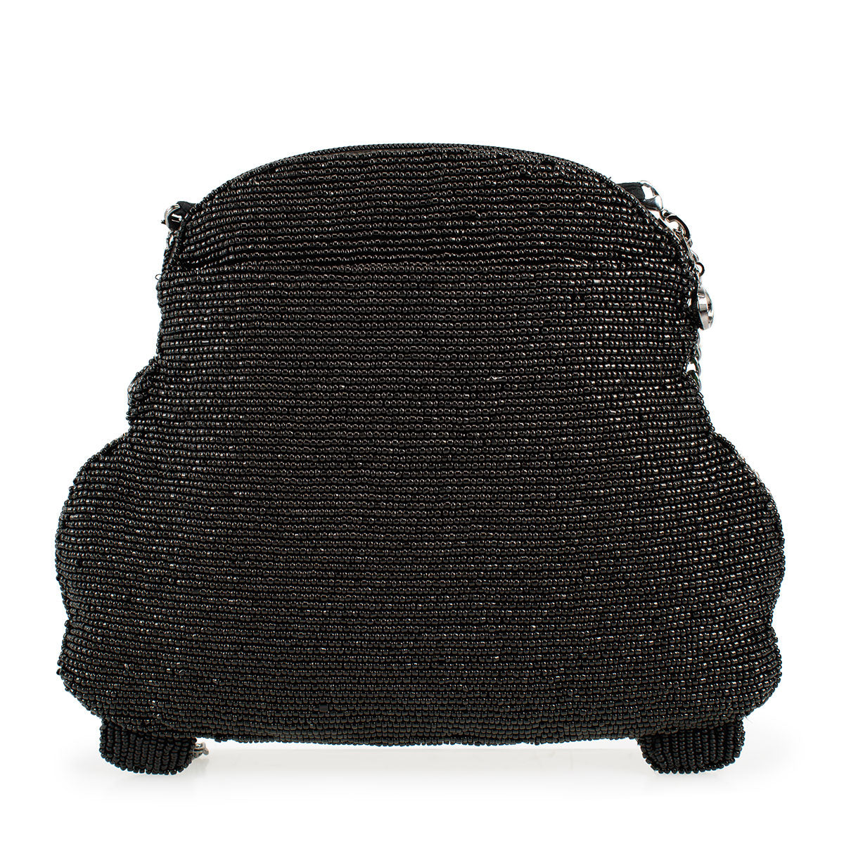 Mary Frances - On the Road Black Car White Flower Beaded Crossbody Handbag