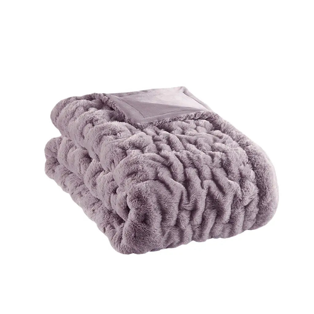 Luxury Ruched Fur Throw 50x60 - Multiple Colors Available