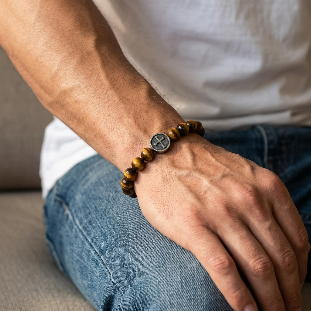 Tiger's Eye Cross Bracelet