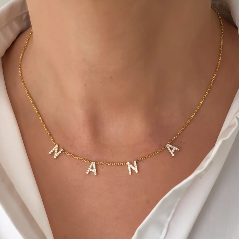 CZ Pave Personalized Name Necklace - Available in 14kt Gold Vermeil, Rose Gold And Sterling Silver (Copy)