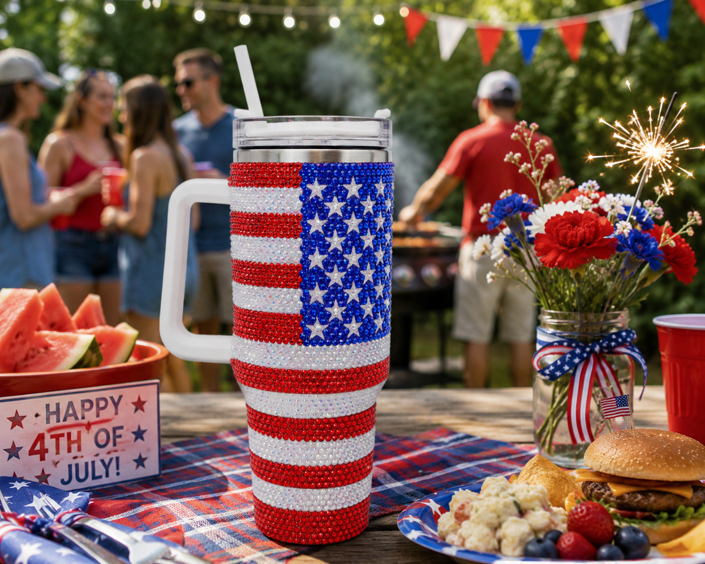 American Flag Rhinestone Insulated 40oz Tumbler *LAST ONE*