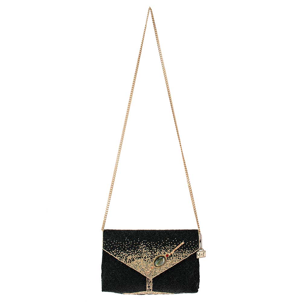 Mary Frances - Olive You Beaded Martini Glass Crossbody Clutch