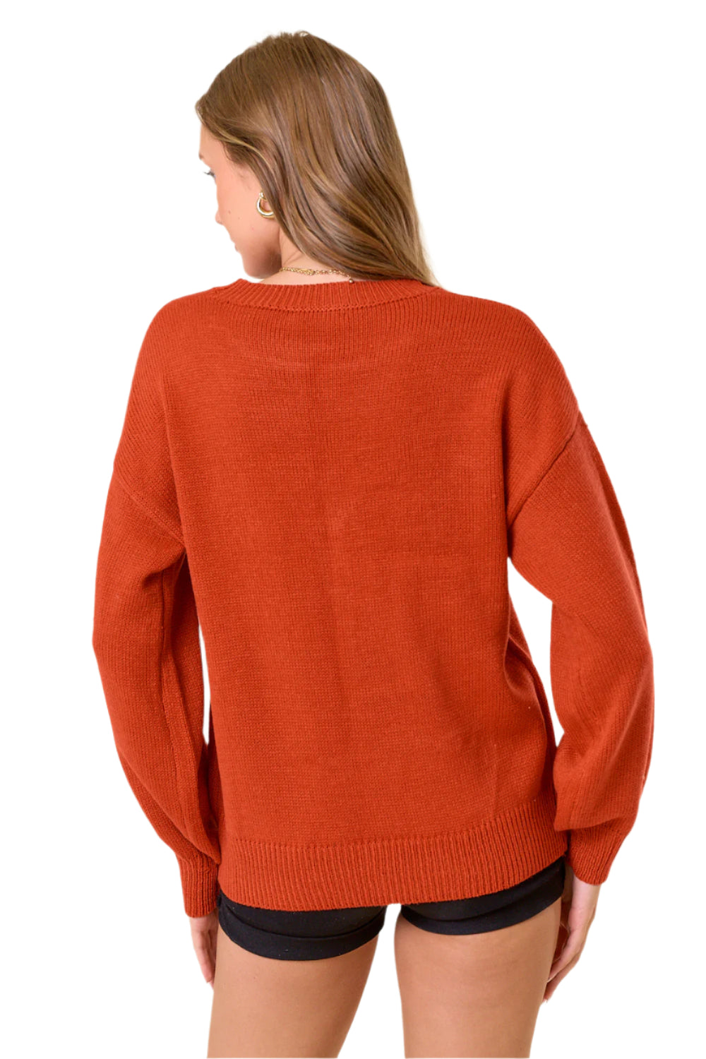 Pumpkin Letter Embroidered Sweater