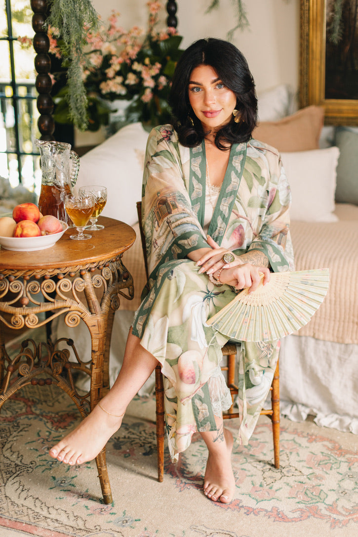 Fleur De Soleil Opera Duster Kimono Robe w/ Florals Pre-Order March 2026