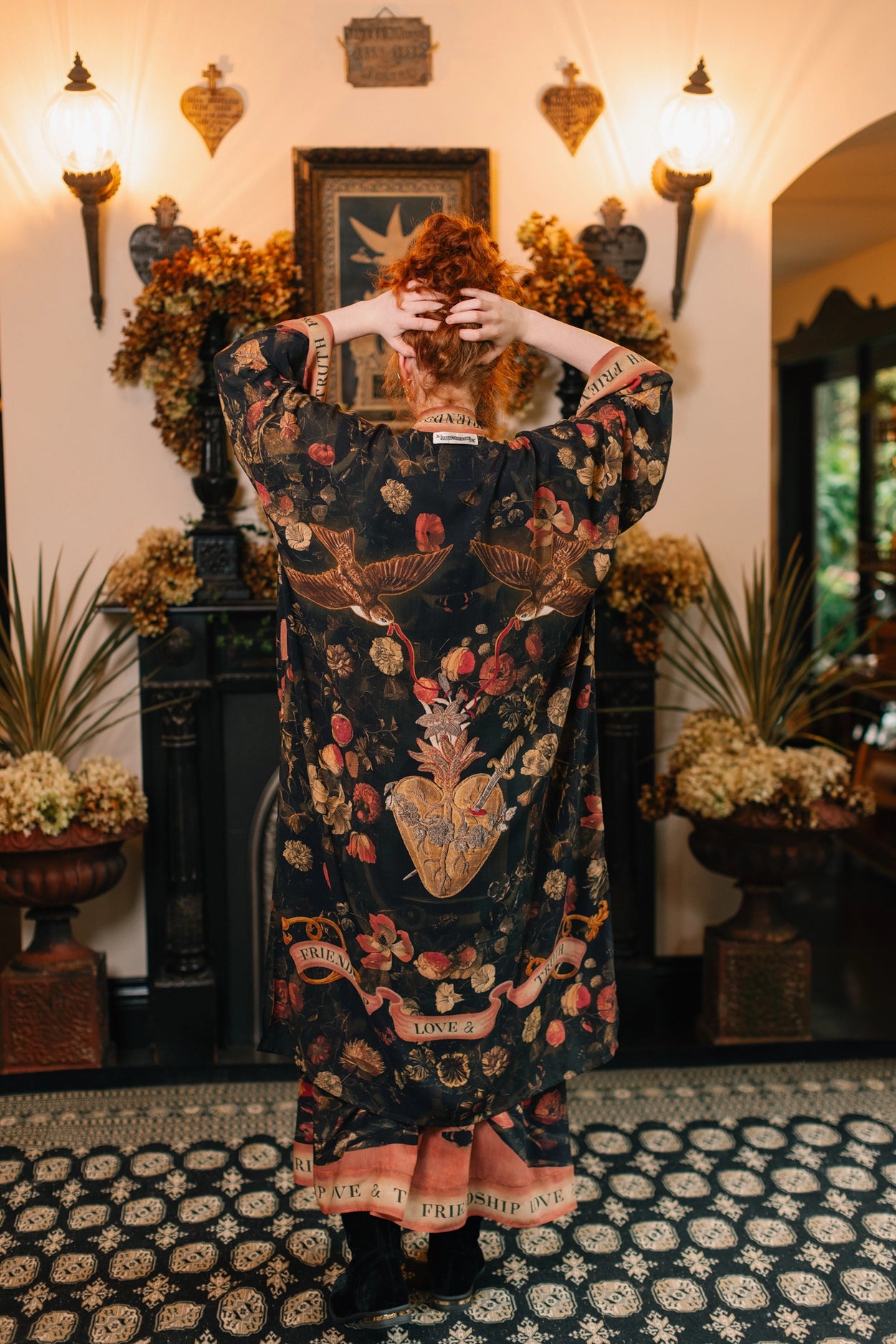 Heart of Gold Opera Duster Kimono Robe w/ Sacred Heart Pre-Order Ships In September