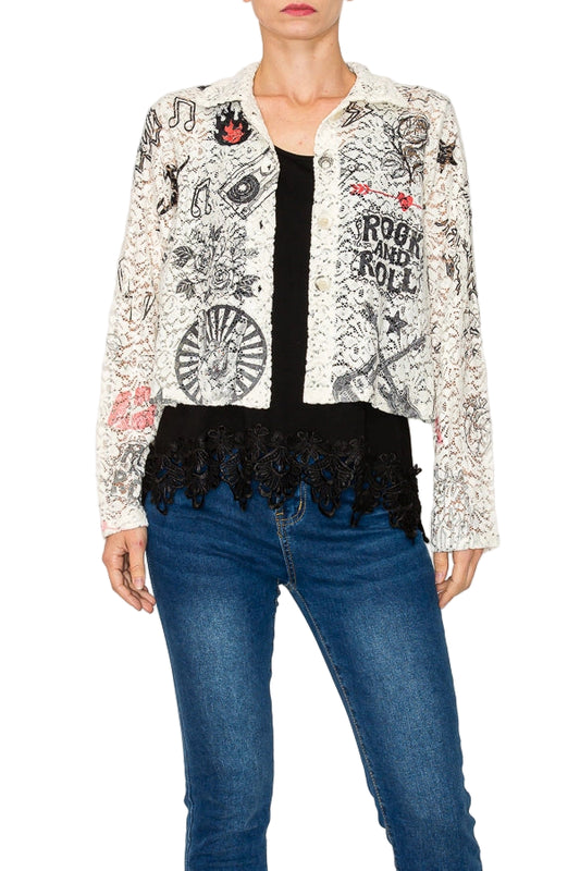 Rock And Roll Cropped Sequin Embellished Button-Up Jacket - Ships Late September
