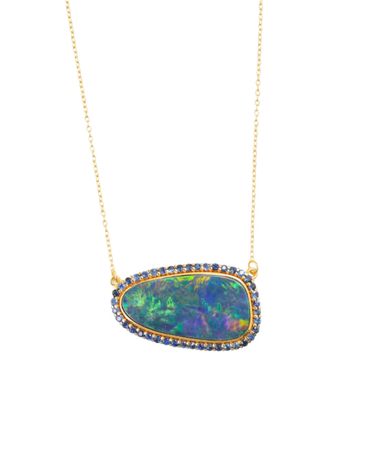 Untreated Australian Opal Halo Necklace Only 1 Available