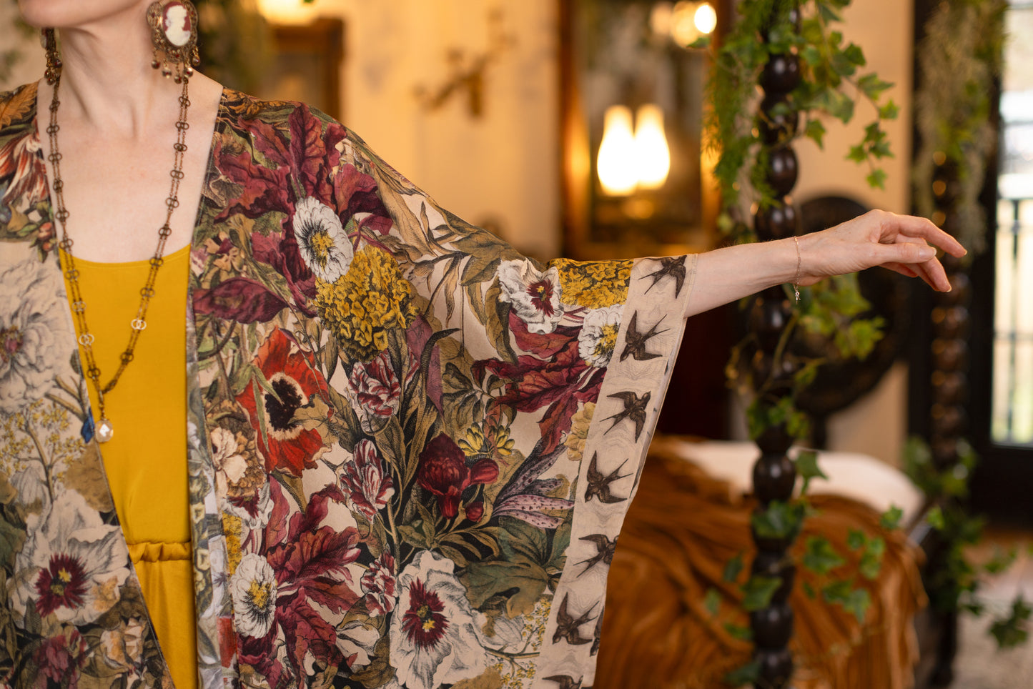 Golden Hour Goddess Duster Kimono w/ Floral Print - Pre-Order - Ships August 2026