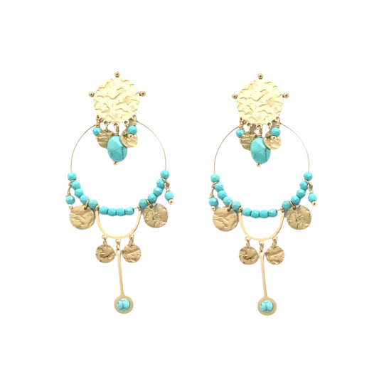 Turquoise Dangle Hoop Earrings - Only 2 Left!