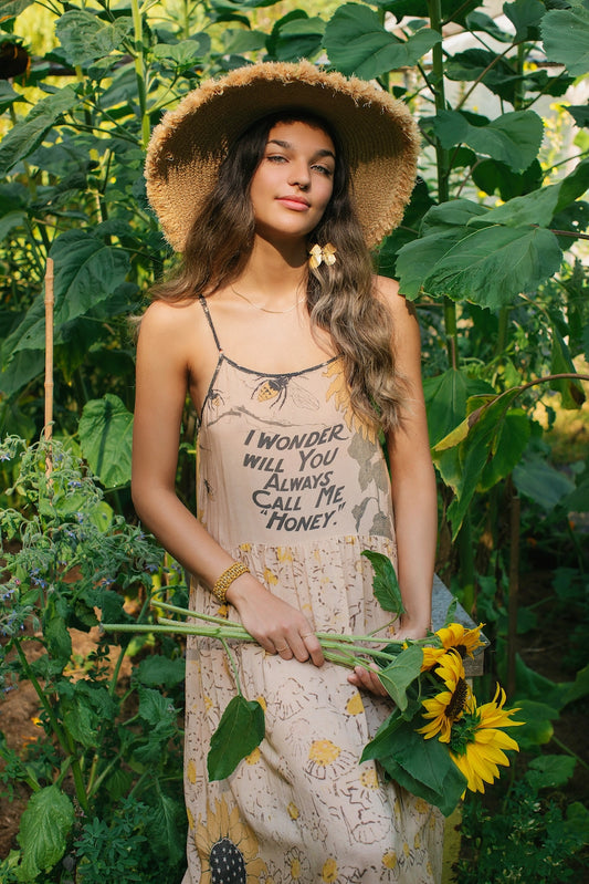 Market Of Stars Milk & Honey Bohéme Slip Dress with Bees and Sunflowers