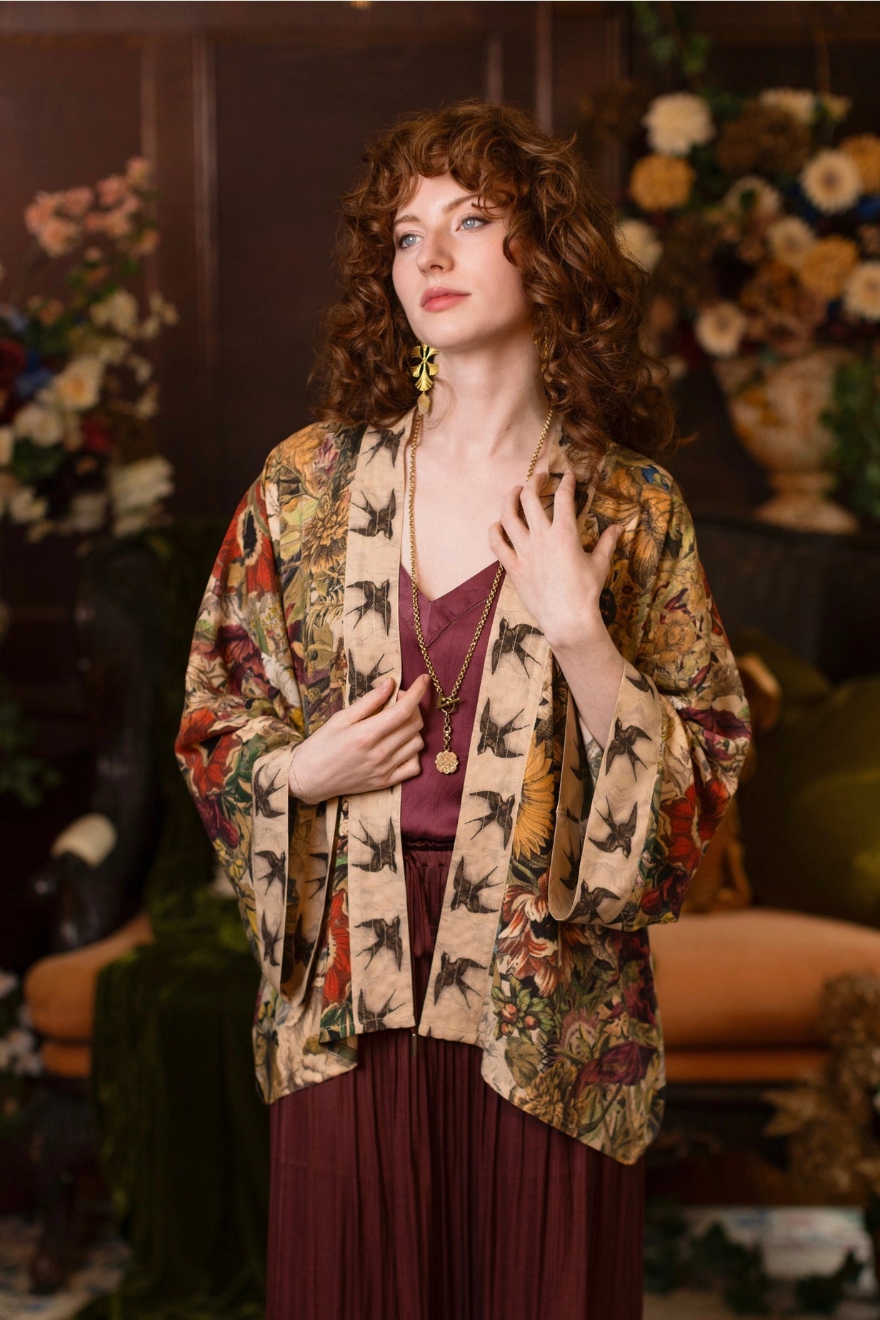 Golden Hour Pixie Duster Crop Kimono w/ Floral Print Pre-Order - Ships August 2026