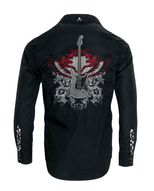 Guitar Wings Black Men's Shirt