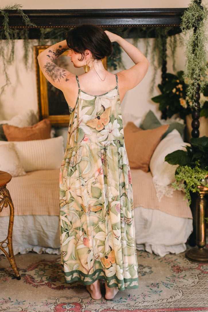 Fleur De Soleil Bohéme Long Maxi Slip Dress w/ Florals Pre-Order March 2026