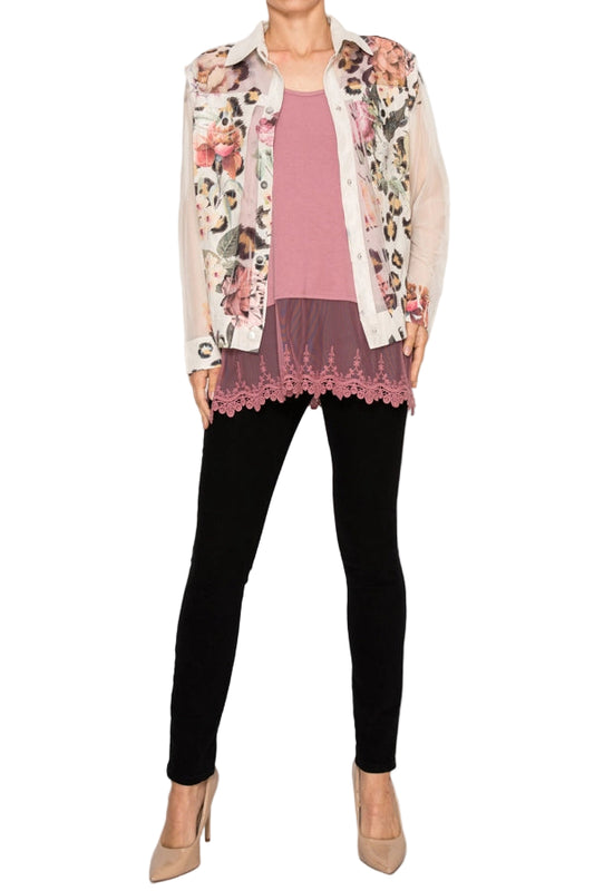 Leo Rose Buttery Faux Suede Mesh Trimmed Detailed Jacket - Ships Late September