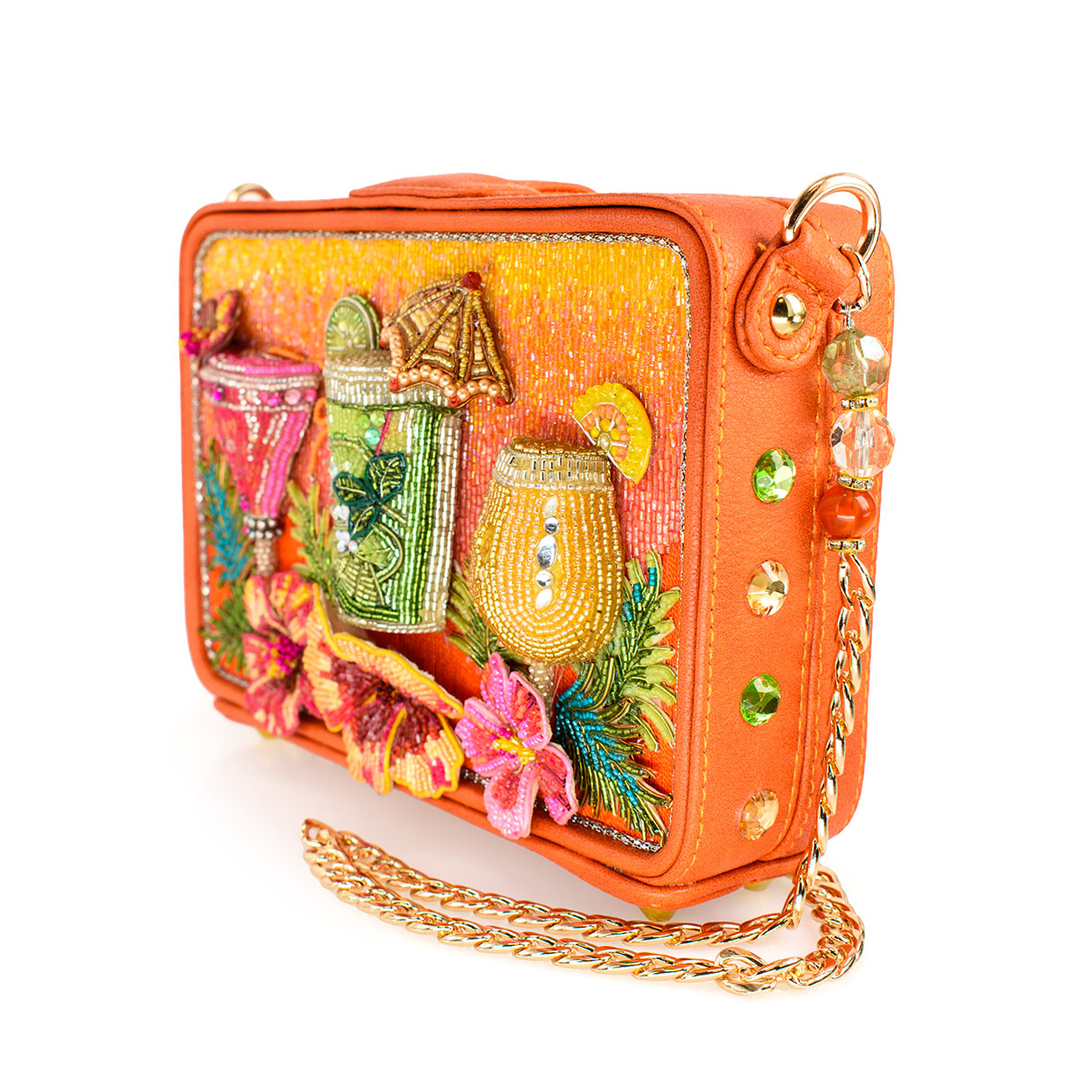Mary Frances - Relax and Rewind Beaded Flower and Cocktails Handbag