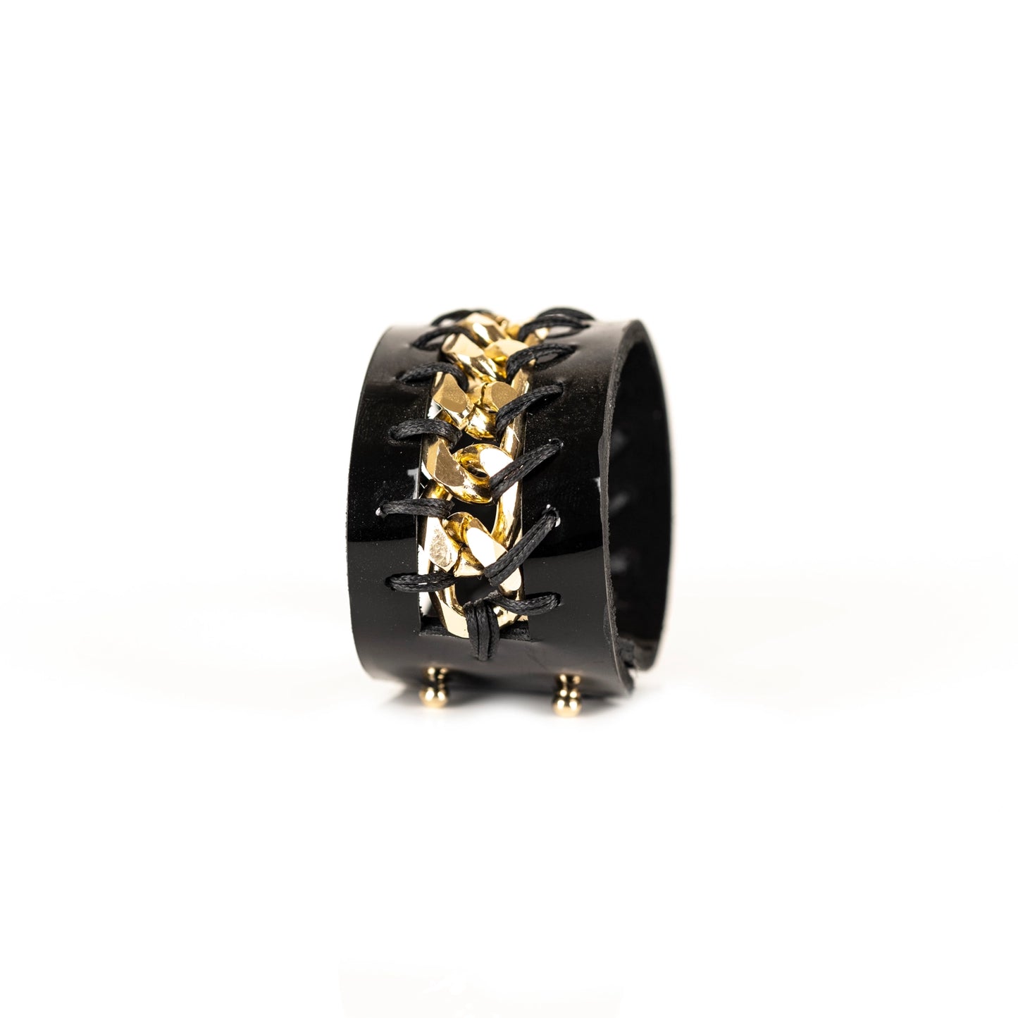 The Intertwined Black Leather Cuff Bracelet