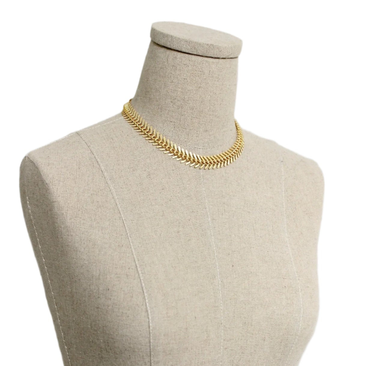 Gold Chain Fish Bone Necklace