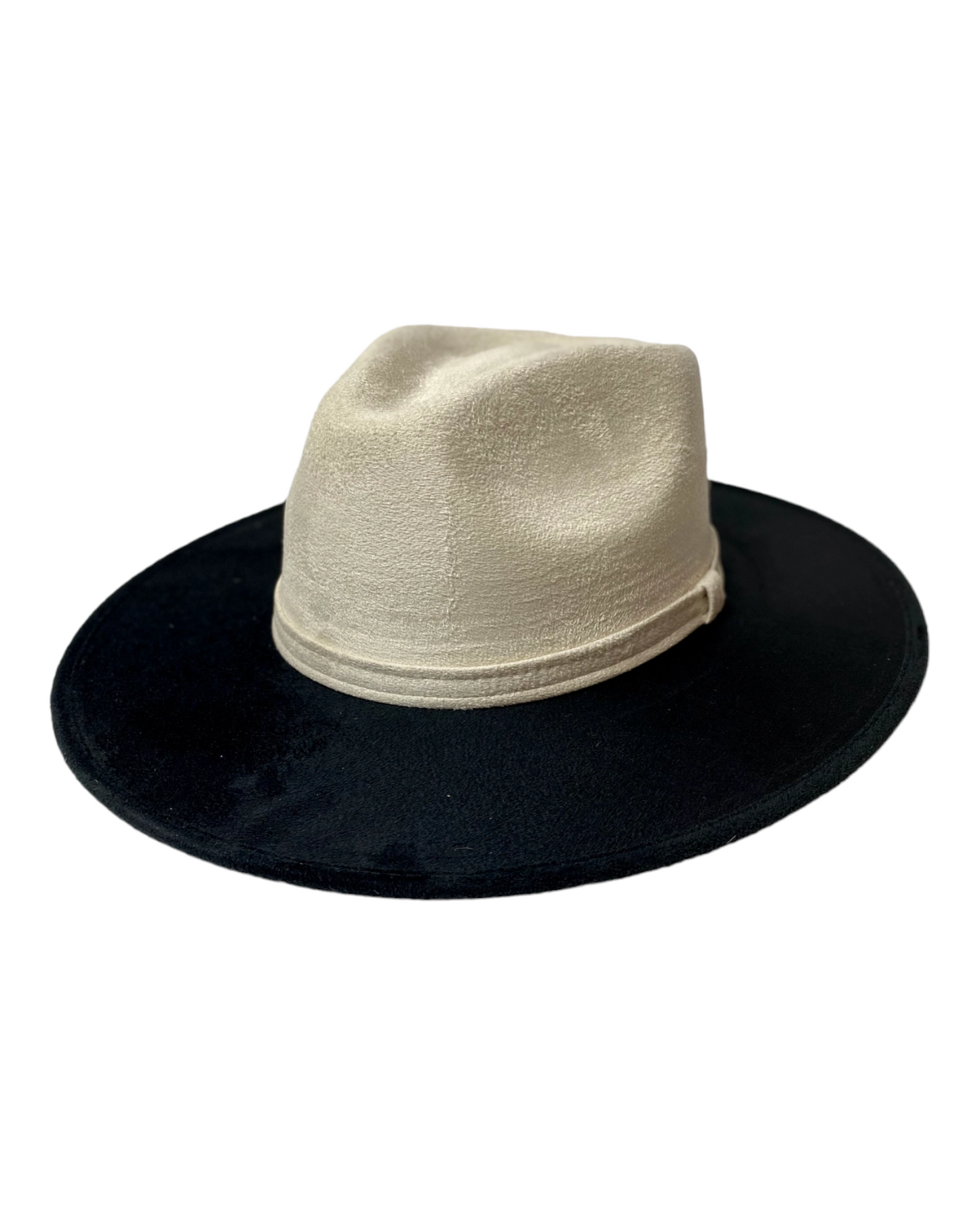 Top Quality Vegan Suede Fedora Hat - Black & Tan