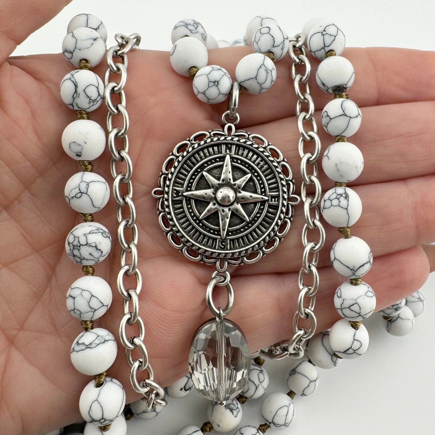 Limited Edition Trust the Journey Compass Long Chain Mantra Necklace