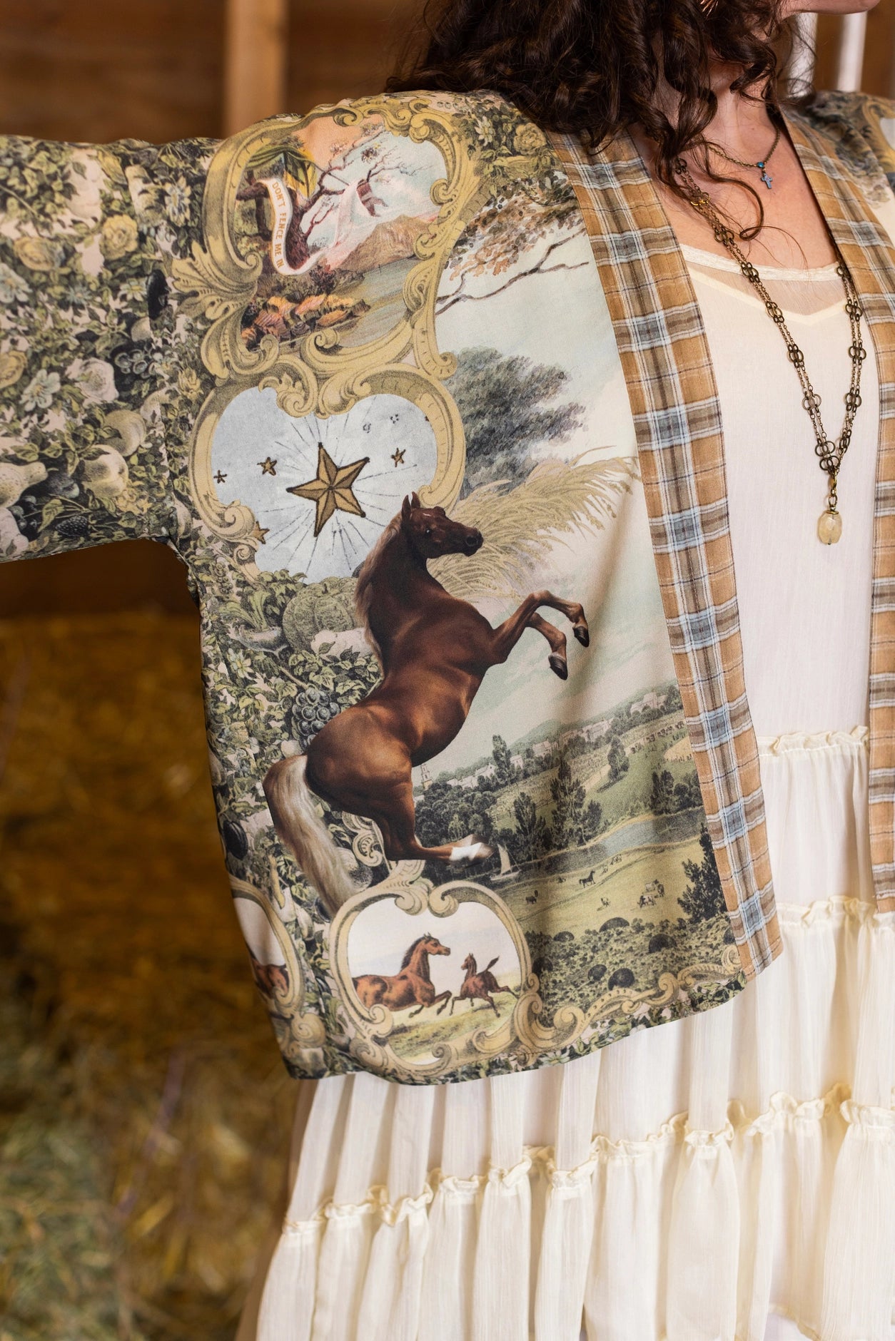 Born To Run Pixie Duster Crop Kimono Horse & Flower Print - Pre-Order - Ships In September
