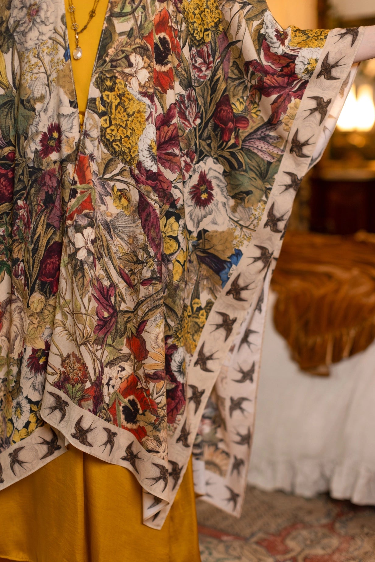 Golden Hour Goddess Duster Kimono w/ Floral Print - Pre-Order - Ships August 2026