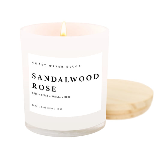 Sandalwood Rose 11 oz Soy Candle - Home Decor & Gifts