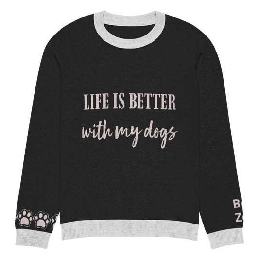 Life Is Better With My Dogs Personalized Knit Sweater