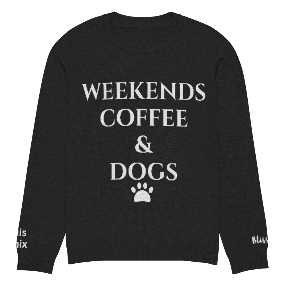 Weekends Coffee & Dogs Personalized Knit Sweater