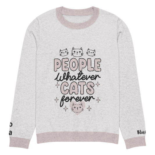 People Whatever Cats Forever Personalized Knit Sweater