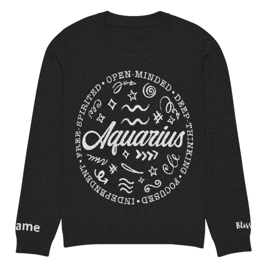 Aquarius Zodiac Personalized Knit Sweater