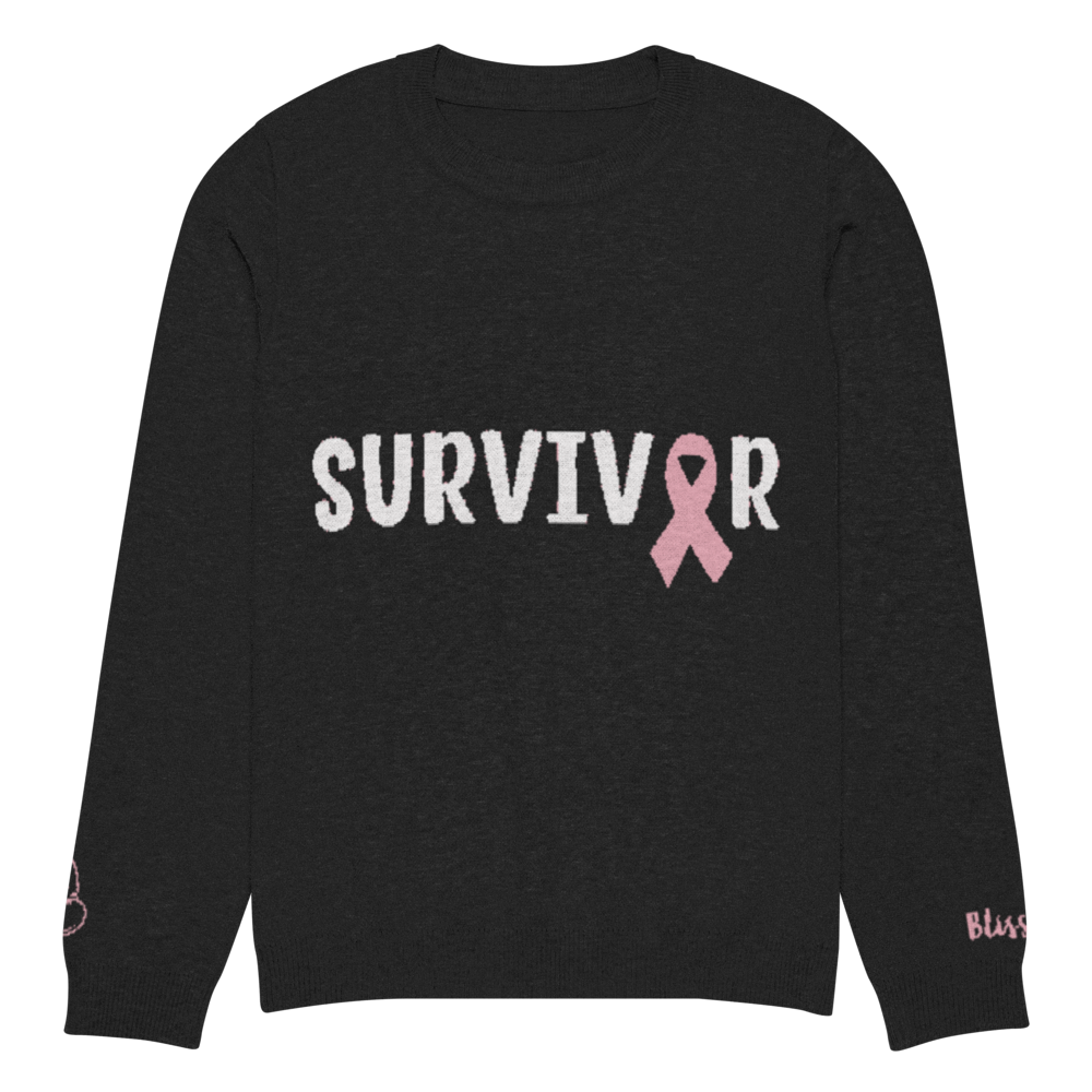 Survivor Pink Ribon Breast Cancer Personalized Knit Sweater