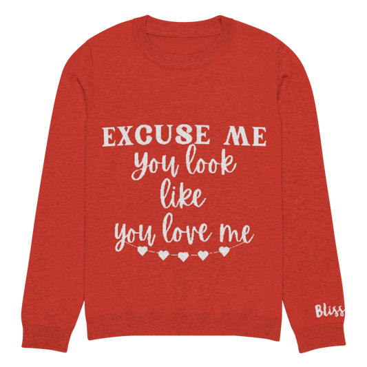 Excuse Me You Look Like You Love Me Personalized Knit Sweater