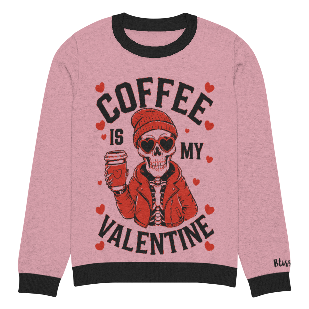 Coffee Is My Valentine Personalized Knit Sweater