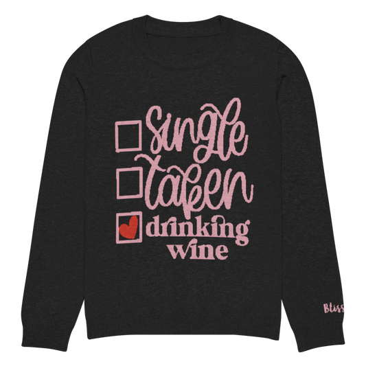 Single Taken Drinking Wine Personalized Knit Sweater