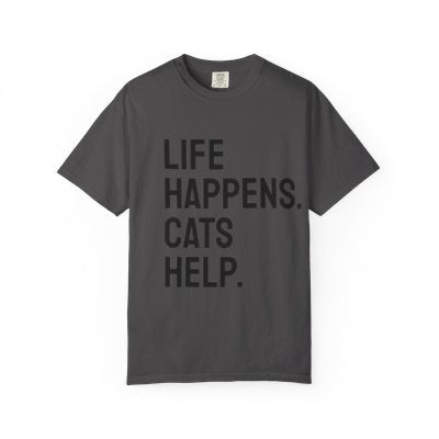 Unisex Life Happens Cats Help T-Shirt | Cat Lover Tee