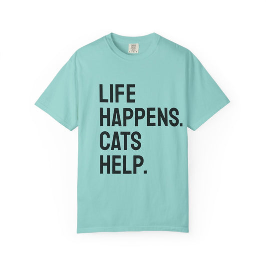 Unisex Life Happens Cats Help T-Shirt | Cat Lover Tee