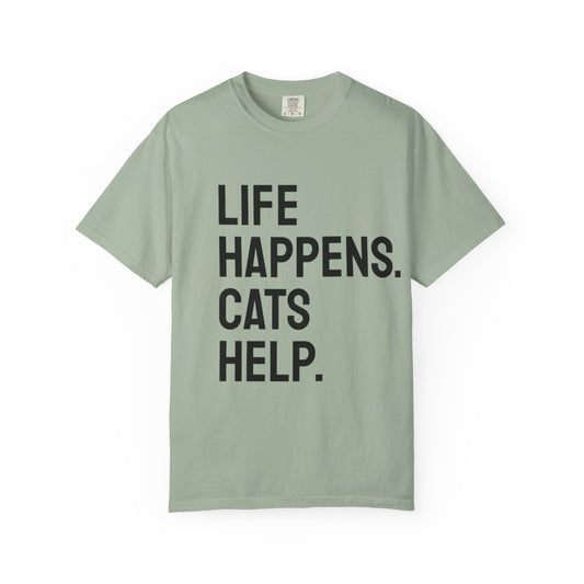 Unisex Life Happens Cats Help T-Shirt | Cat Lover Tee
