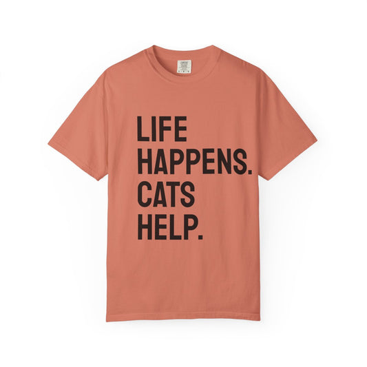 Unisex Life Happens Cats Help T-Shirt | Cat Lover Tee