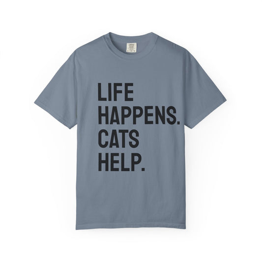 Unisex Life Happens Cats Help T-Shirt | Cat Lover Tee