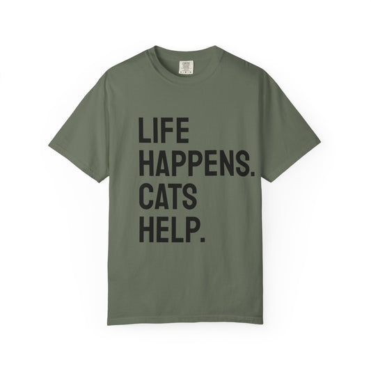 Unisex Life Happens Cats Help T-Shirt | Cat Lover Tee