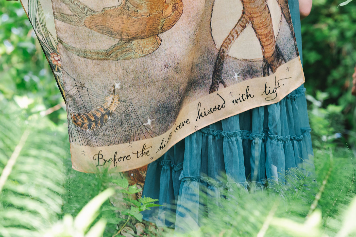 Lovelight Scarf with Woodland Deer, Swallow & Poetry Pre-Order Ships October 2025