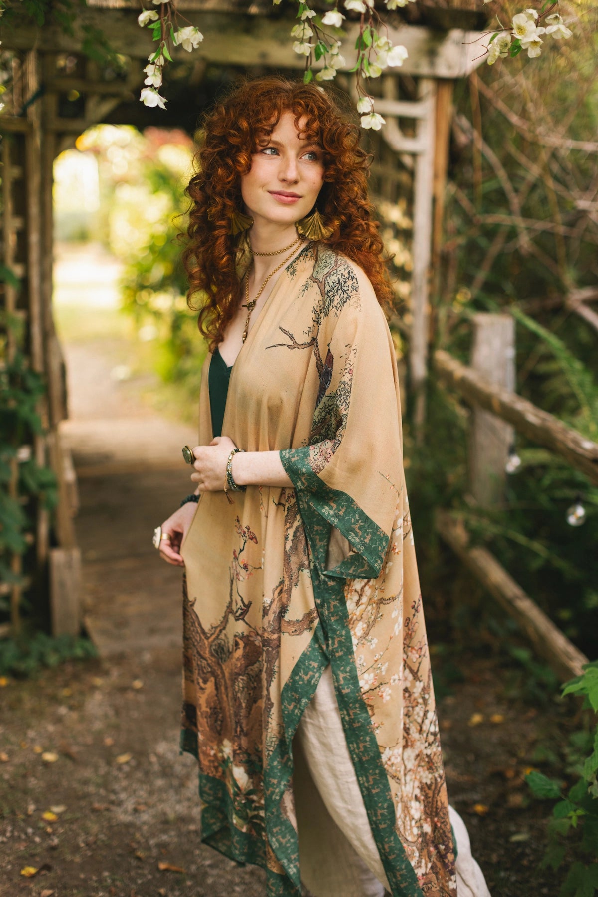 Fable Opera Duster Kimono Robe With Deer Moon & Blossom - Pre Order - Ships Late October 2025
