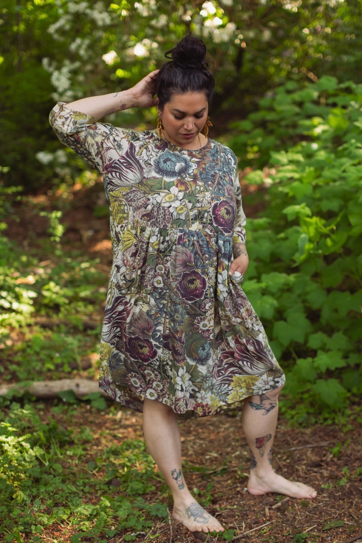 Love Grows Wild Artist Tunic Dress with Pockets & Bees